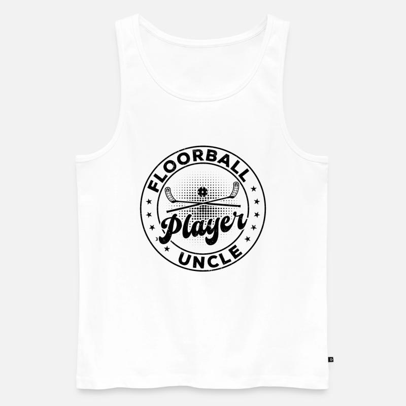 Floorball Player Uncle - Männer Premium Bio Tank Top - Weiß