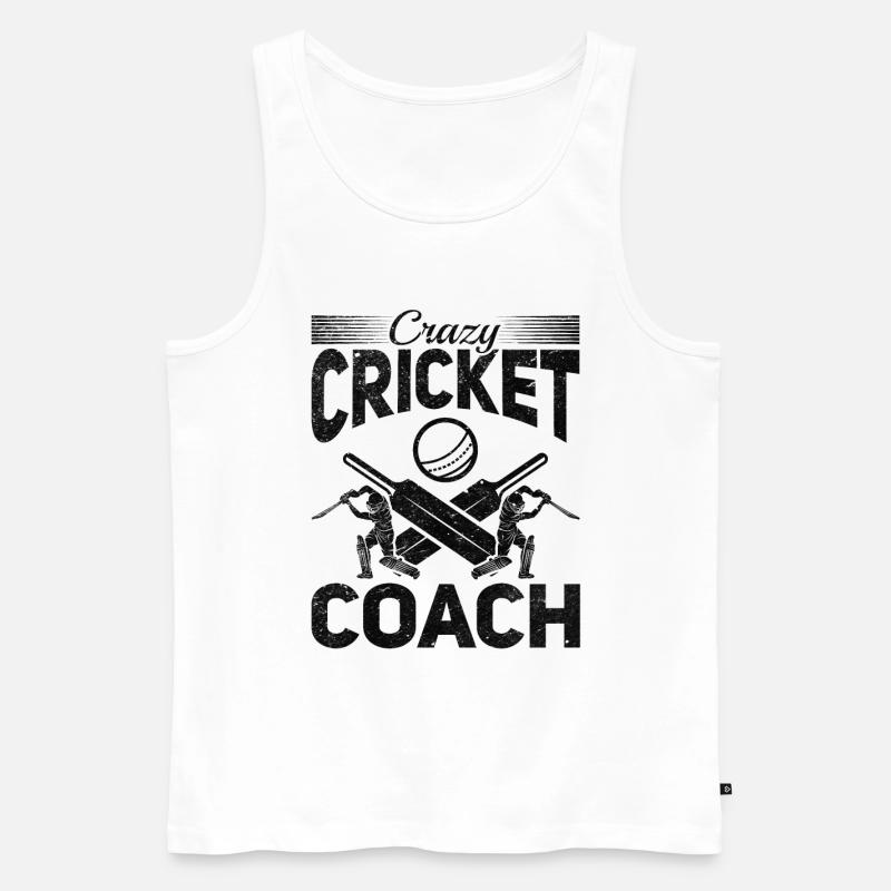 Crazy Cricket Coach - Männer Premium Bio Tank Top - Weiß
