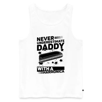 Never Underestimate Daddy With A Harmonica - Männer Premium Bio Tank Top - Weiß - Vorne - Michal (187cm)