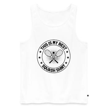 This is my best Squash Shirt Squash Player - Männer Premium Bio Tank Top - Weiß - Vorne - Michal (187cm)