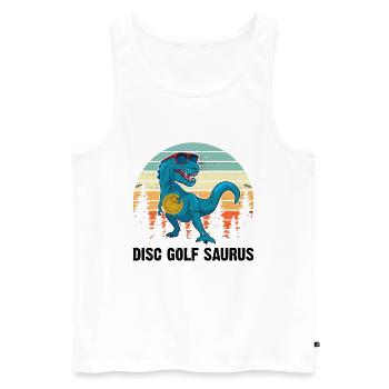 Disc golfeur Saurus - Disc Golf Dinosaure - Débardeur bio Premium Homme - blanc - Devant - Michal (187cm)