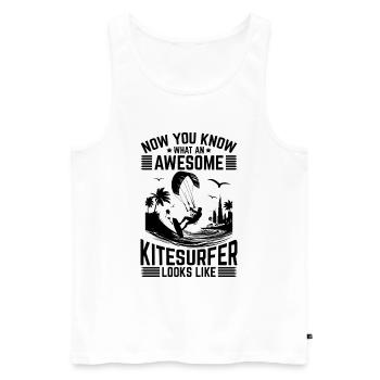 Now You Know What An Awesome Kitesurfer Looks Like - Männer Premium Bio Tank Top - Weiß - Vorne - Michal (187cm)