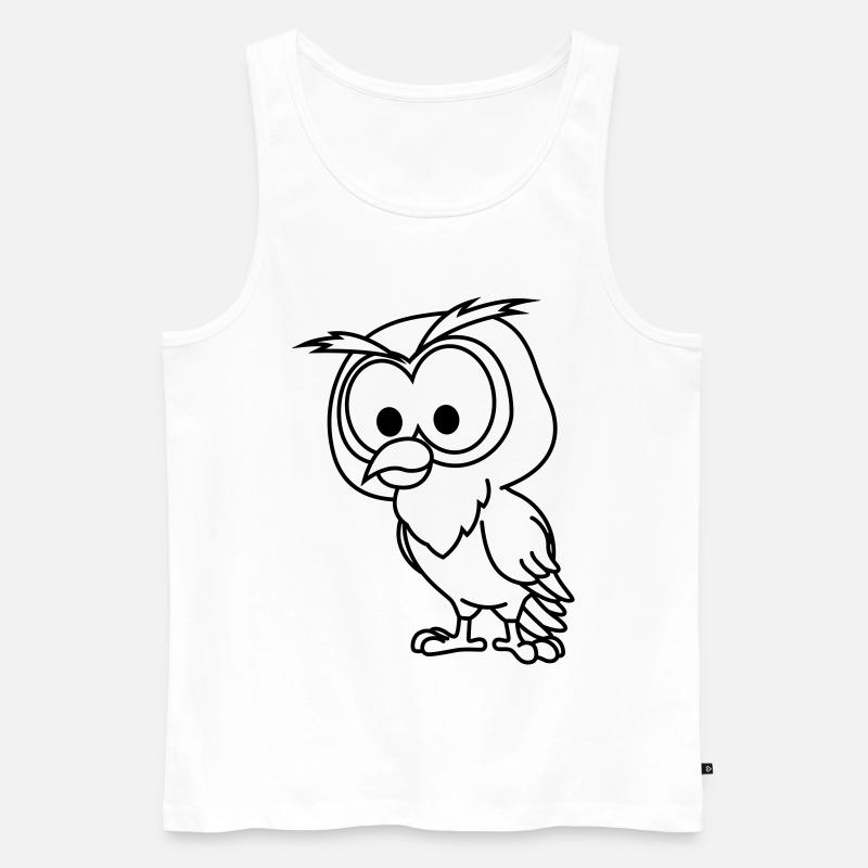 Eule Comic Tier - Männer Premium Bio Tank Top - Weiß