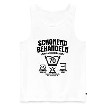 SCHONEND BEHANDELN 70 JAHRE ALT 70. GEBURTSTAG - Männer Premium Bio Tank Top - Weiß - Vorne - AI Model Male 178 light (178cm)