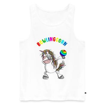 Bowlingcorn - Dabbing Unicorn Bowling - Dab - Men's Premium Organic Tank Top - white - Front - Michal (187cm)