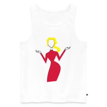 frau - Männer Premium Bio Tank Top - Weiß - Vorne - Michal (187cm)