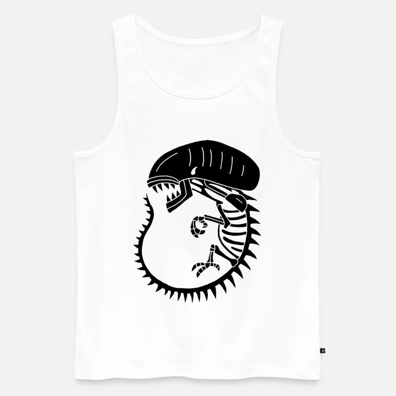 Schwarzes außerirdisches Monsterskelett - Männer Premium Bio Tank Top - Weiß