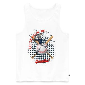Baseball Batter with Playful Text - Men's Premium Organic Tank Top - white - Front - AI Model Male 178 light (178cm)