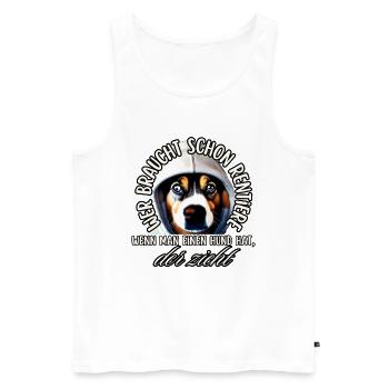 Hund zieht: Rentier überflüssig - Männer Premium Bio Tank Top - Weiß - Vorne - Michal (187cm)
