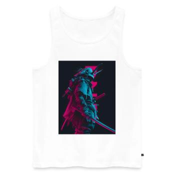 Samurai im Schatten - Männer Premium Bio Tank Top - Weiß - Vorne - AI Model Male 178 light (178cm)
