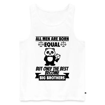 All men are born equal, big brother - Men's Premium Organic Tank Top - white - Front - Michal (187cm)
