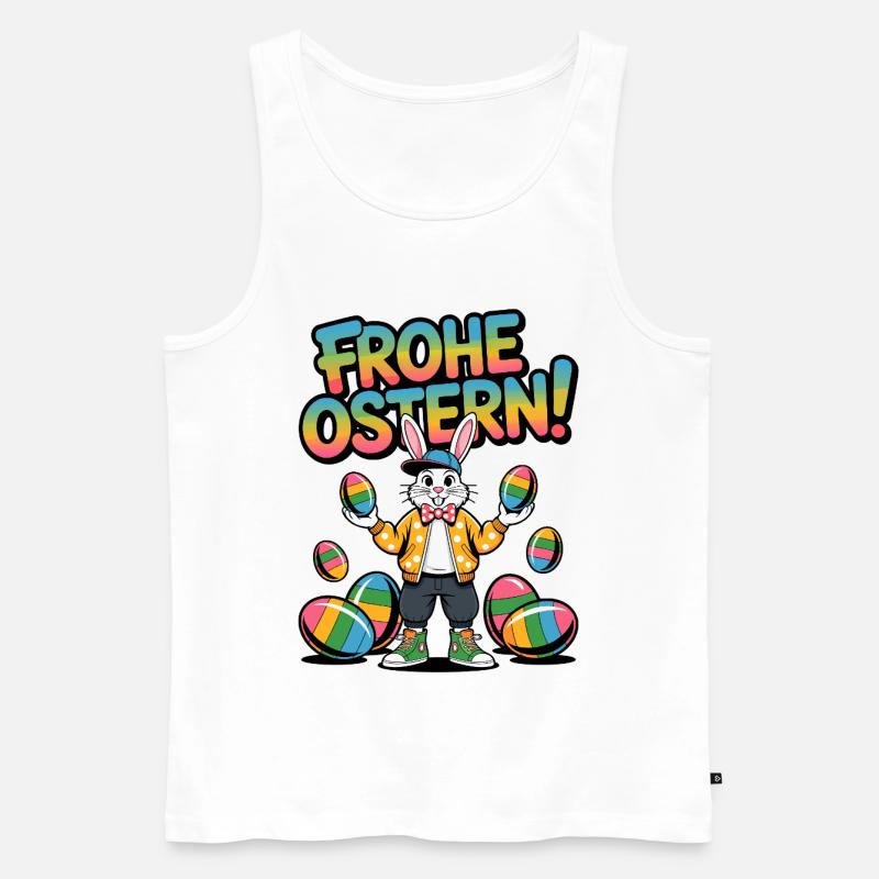 Fröhliche Ostern Bunny Farben - Männer Premium Bio Tank Top - Weiß
