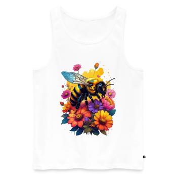 Eine Biene auf bunten Blumen - Männer Premium Bio Tank Top - Weiß - Vorne - Michal (187cm)