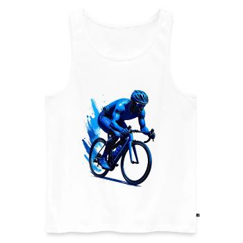 Road cyclist in blue - Men's Premium Organic Tank Top - white - Front - Michal (187cm)