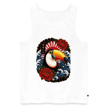 Tukan im japanischen Irezumi Tattoo Stil - Männer Premium Bio Tank Top - Weiß - Vorne - Michal (187cm)