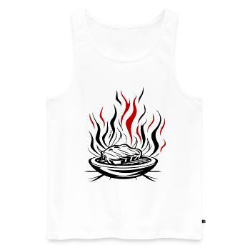 Grill Flame Meat Bbq - Débardeur bio Premium Homme - blanc - Devant - Michal (187cm)