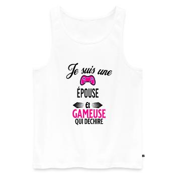 je suis gameuse qui déchire et épouse - Débardeur bio Premium Homme - blanc - Devant - Michal (187cm)