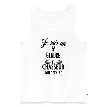 je suis chasseur qui déchire et gendre - Débardeur bio Premium Homme - blanc - Devant - Michal (187cm)