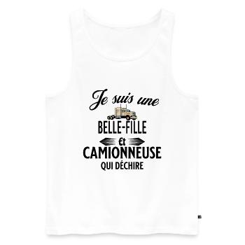 je suis camionneuse qui déchire et belle-fille - Débardeur bio Premium Homme - blanc - Devant - Michal (187cm)