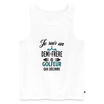 je suis golfeur qui déchire et demi-frère - Débardeur bio Premium Homme - blanc - Devant - Michal (187cm)