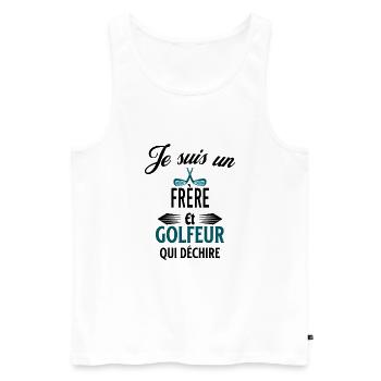 je suis golfeur qui déchire et frère - Débardeur bio Premium Homme - blanc - Devant - Michal (187cm)