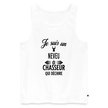 je suis chasseur qui déchire et neveu - Débardeur bio Premium Homme - blanc - Devant - Michal (187cm)