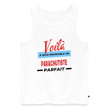 Voilà a quoi ressemble un PARACHUTISTE Humour - Débardeur bio Premium Homme - blanc - Devant - Michal (187cm)