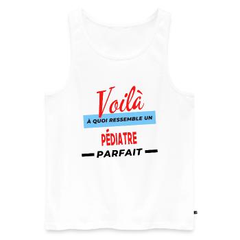 Voilà a quoi ressemble un PÉDIATRE Humour - Débardeur bio Premium Homme - blanc - Devant - Michal (187cm)