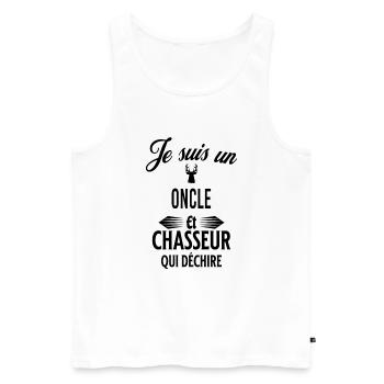 je suis chasseur qui déchire et oncle - Débardeur bio Premium Homme - blanc - Devant - AI Model Male 178 light (178cm)