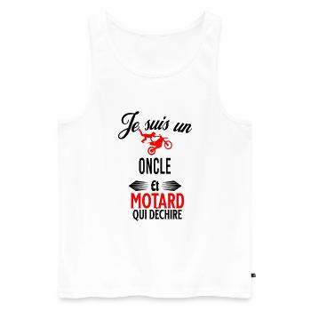 je suis motard qui déchire et oncle - Débardeur bio Premium Homme - blanc - Devant - AI Model Male 178 light (178cm)