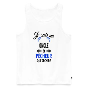 je suis pêcheur qui déchire et oncle - Débardeur bio Premium Homme - blanc - Devant - AI Model Male 178 light (178cm)