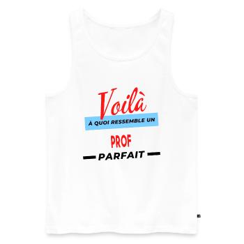 Voilà a quoi ressemble un PROF Humour - Débardeur bio Premium Homme - blanc - Devant - Michal (187cm)
