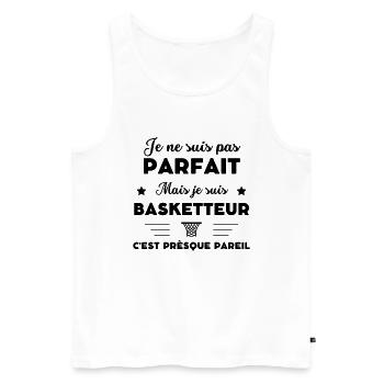 je ne suis pas parfait basketteur humour - Débardeur bio Premium Homme - blanc - Devant - Michal (187cm)