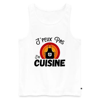 J'peux pas j'ai cuisine humour - Retro Vintage - Débardeur bio Premium Homme - blanc - Devant - AI Model Male 178 light (178cm)