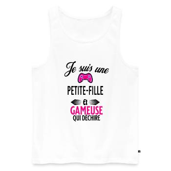 je suis gameuse qui déchire et petite-fille - Débardeur bio Premium Homme - blanc - Devant - Michal (187cm)