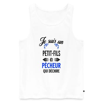 je suis pêcheur qui déchire et petit-fils - Débardeur bio Premium Homme - blanc - Devant - Michal (187cm)