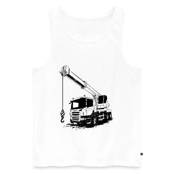 Grue - Grue - Grue Camion - Grue Truck - Débardeur bio Premium Homme - blanc - Devant - AI Model Male 178 light (178cm)