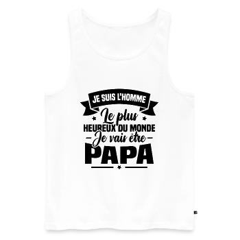 Je vais être papa, Cadeau futur papa - Débardeur bio Premium Homme - blanc - Devant - Michal (187cm)