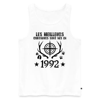 Chasseur | Anniversaire chasseur 1992 cadeau 1992 - Débardeur bio Premium Homme - blanc - Devant - Michal (187cm)