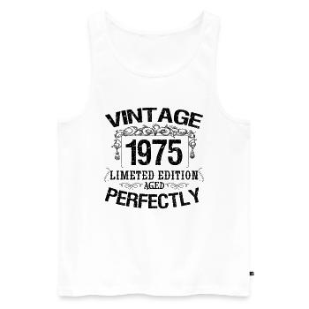1975 Jahrgang | Limitierte Auflage 1975 perfekt gealtert - Männer Premium Bio Tank Top - Weiß - Vorne - Michal (187cm)