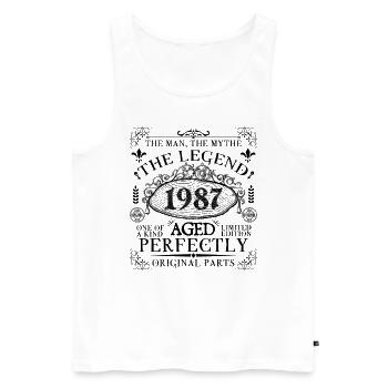 1987 | Die Legende seit 1987 Geburtstag - Männer Premium Bio Tank Top - Weiß - Vorne - AI Model Male 178 light (178cm)