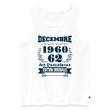décembre 1960 Edition original | Vintage 1960 - Débardeur bio Premium Homme - blanc - Devant - Michal (187cm)
