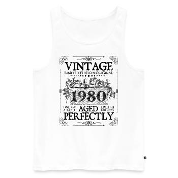 1980 | Vintage Aged Perfectly since 1980 birthday - Men's Premium Organic Tank Top - white - Front - Michal (187cm)