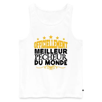 Pêcheur meilleur de tous les temps - Débardeur bio Premium Homme - blanc - Devant - Michal (187cm)
