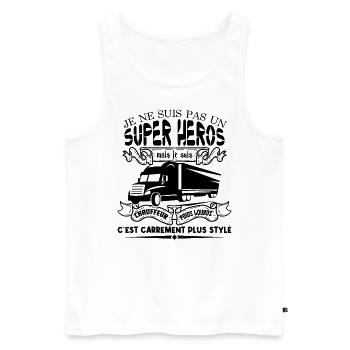 chauffeur camion | Fan de Camions super héros - Débardeur bio Premium Homme - blanc - Devant - Michal (187cm)