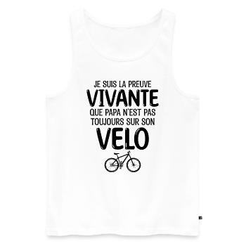 Mon Papa fait du Vélo fêtes des pères - Débardeur bio Premium Homme - blanc - Devant - Michal (187cm)