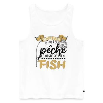 je m'en fish | la pêche le reste je m'en fish !! - Débardeur bio Premium Homme - blanc - Devant - Michal (187cm)