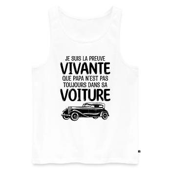 Je suis la preuve que papa t-shirt voiture - Débardeur bio Premium Homme - blanc - Devant - Michal (187cm)