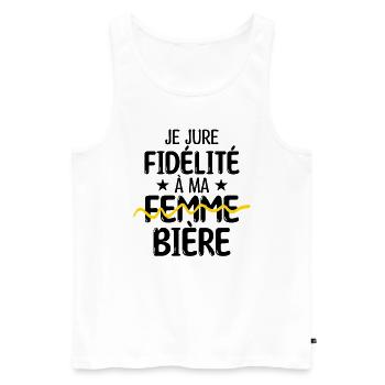 accro à la bière | cadeau pour un accro bières - Débardeur bio Premium Homme - blanc - Devant - Michal (187cm)