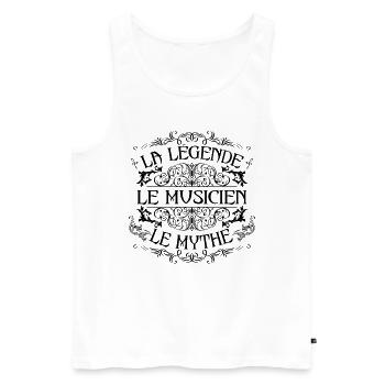 Musicien | la légende Musicien le mythe - Débardeur bio Premium Homme - blanc - Devant - Michal (187cm)